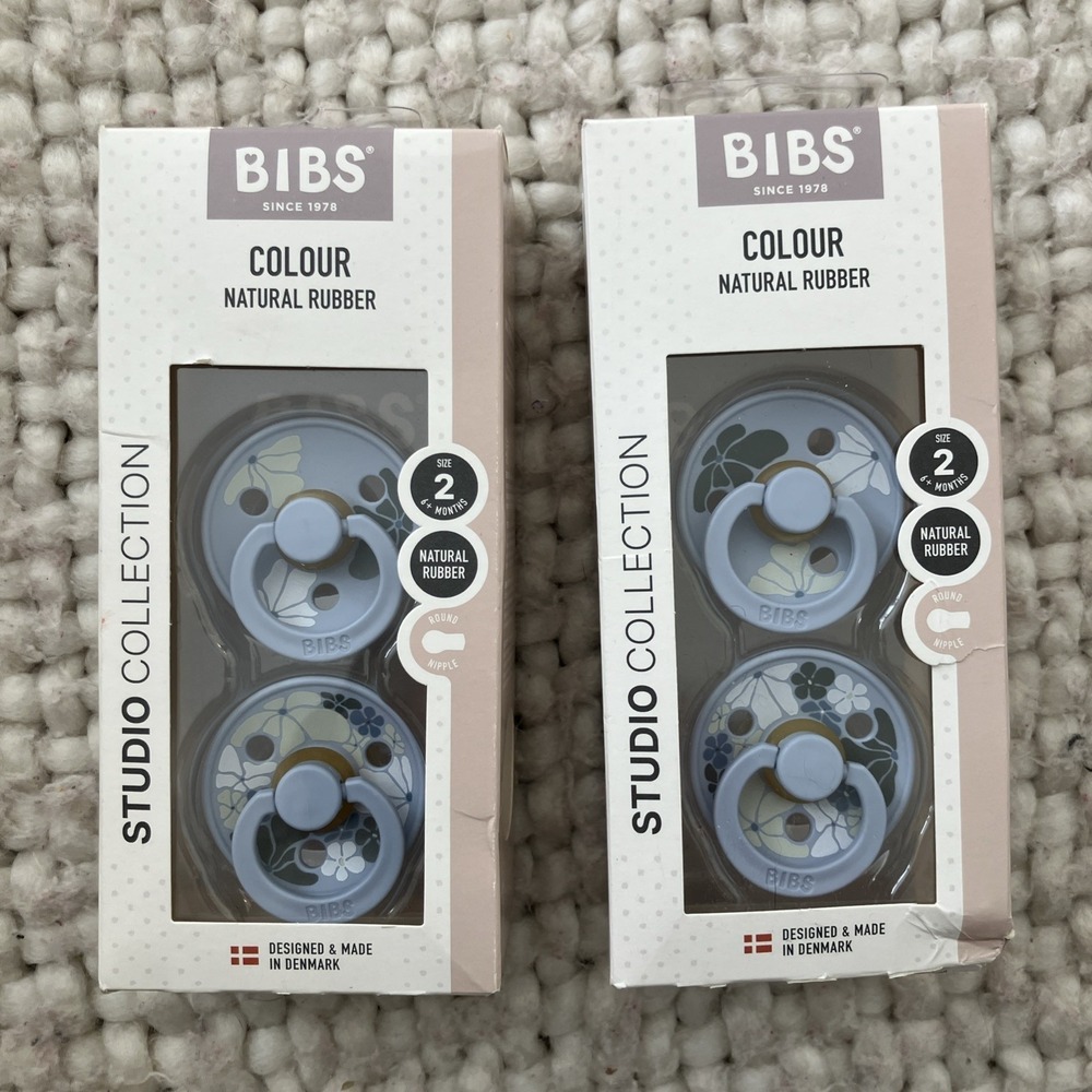 Lot of 2 Bibs Studio Collection Pacifiers 2 Pack Natural Rubber Size 2 6+ Months